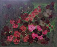 Rosen, 40cm x50cm, Collage und Acryl, Leinwand[gegen Licht fotografiert